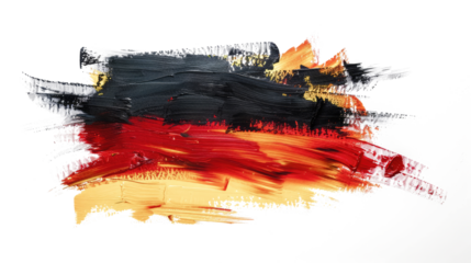 abstract german flag in paint brush stroke, isolated on white or transparent png