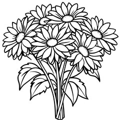 Gerbera flower outline coloring book page line art drawing vector illustration for children and adults