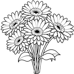 Gerbera flower outline coloring book page line art drawing vector illustration for children and adults