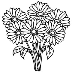 Gerbera flower outline coloring book page line art drawing vector illustration for children and adults