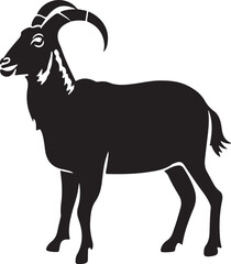 Flat design goat silhouette, isolated white background.
