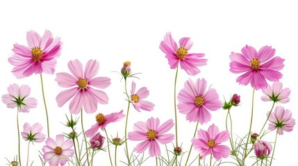 Cosmos flowers isolated on white background. Beautiful spring flowers