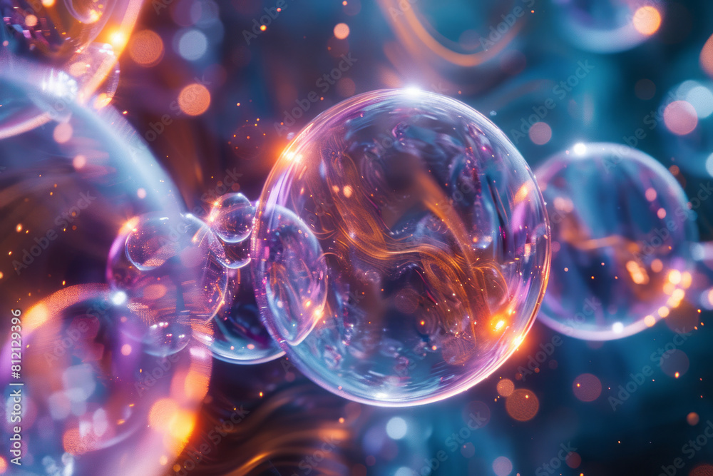 Leinwandbilder Conceptual image of the observer effect, with multiple translucent layers over an observed particle,