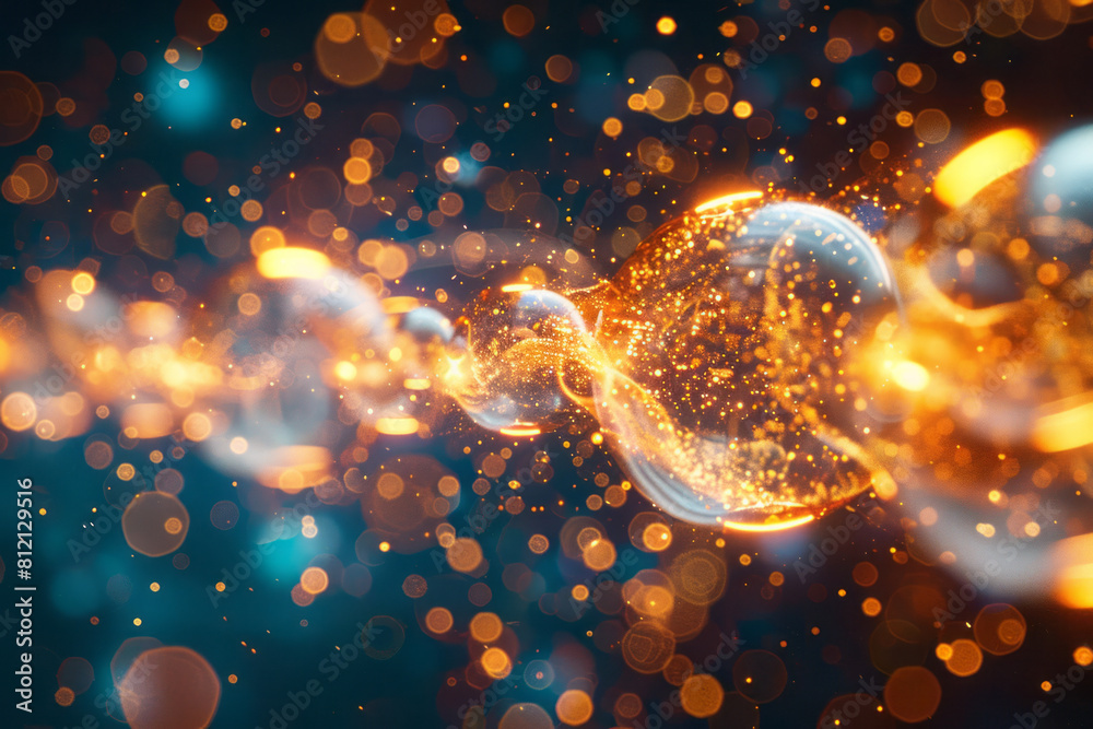 Aufkleber artistic interpretation of quantum teleportation, with particles dissolving and reassembling,