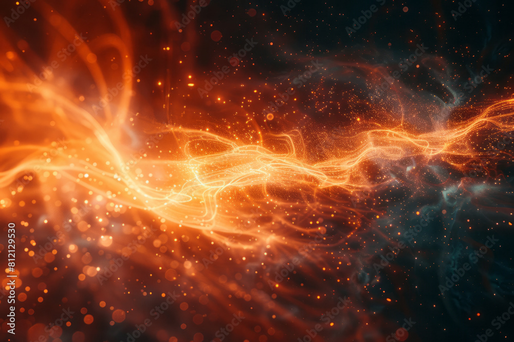 Poster Abstract image showing the collapse of the quantum wave function, with a sudden burst of light,