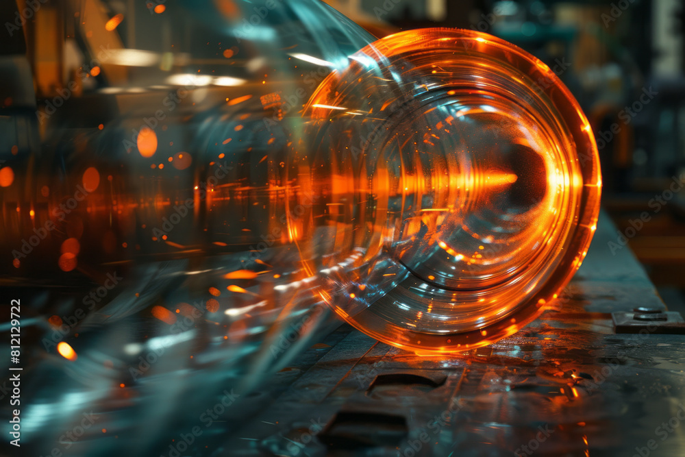 Poster Artistic scene of an object moving at relativistic speeds, visualizing the Doppler effect,