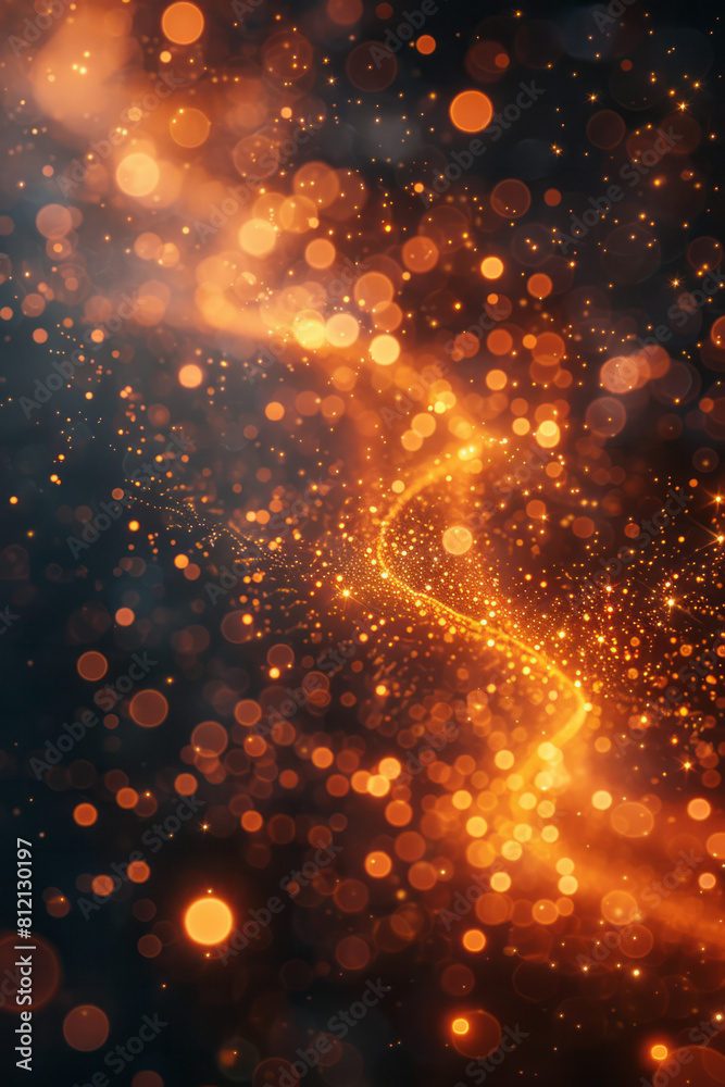 Poster illustration showing the quantum field theory with particles and forces interacting,