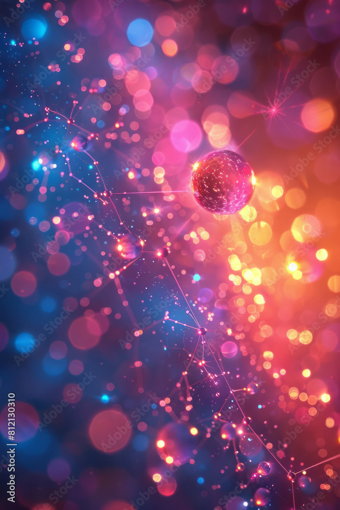 Aufkleber Visualization of the Feynman diagrams for particle interactions in a colorful, educational style,