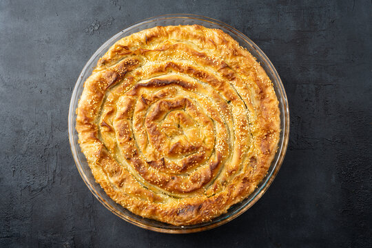 Delicious spinach, minced meat or cheese pastry baked 