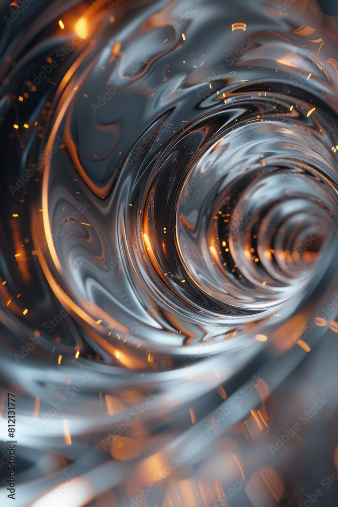 Leinwandbilder Artistic visualization of light passing through a convex lens, focusing to a point and forming a clear image,
