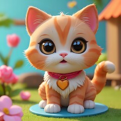 Fototapeta premium cat with flowers 