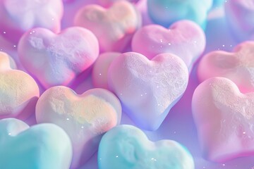 Obraz premium Group of Heart Shaped Marshmallows on Table