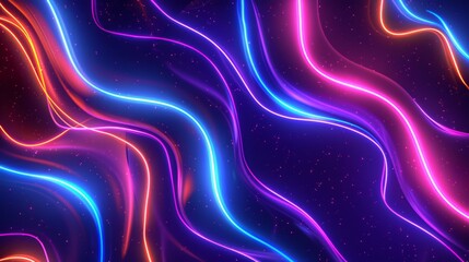 The image is an abstract background with glowing neon lines of blue, pink and orange