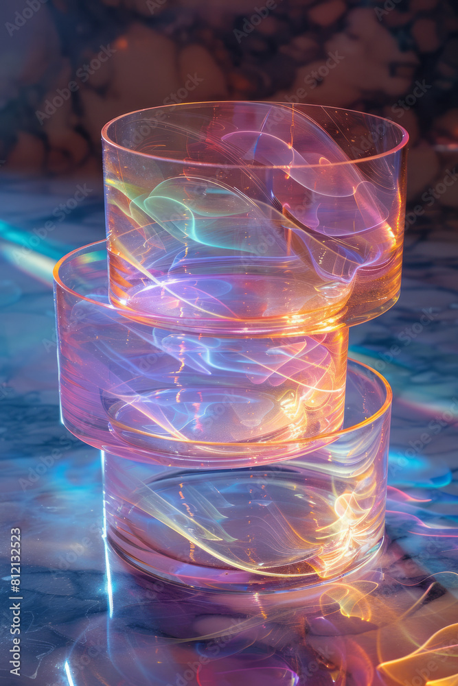 Aufkleber surreal depiction of chromatic aberration in a lens, showing color fringes around objects,