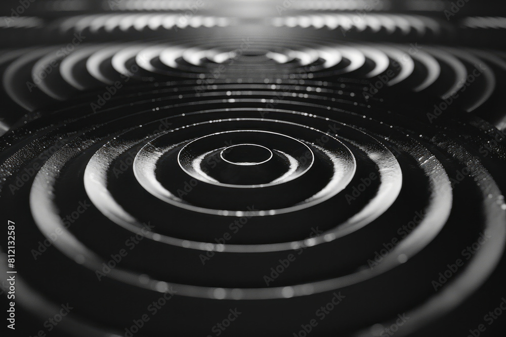 Aufkleber Artistic visualization of sound waves emanating from a loudspeaker, spreading out in concentric circles,