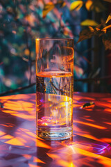 Surreal depiction of chromatic aberration in a lens, showing color fringes around objects,