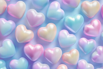 Fototapeta premium Abundance of Pastel Hearts on Blue Background