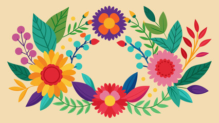 Fototapeta na wymiar colorful floral frame cartoon vector illustration