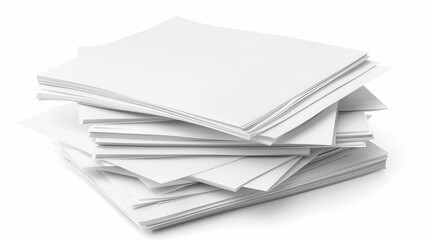 stack of blank white paper sheets isolated cut out on white background office supplies