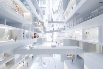 Design a skyscraper that serves as a vertical art gallery, with exhibition spaces and public art installations on every level.