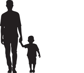 Flat design father and son silhouette