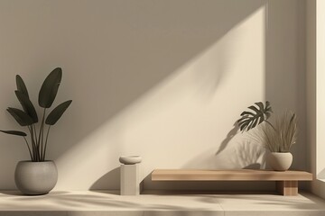 Minimalistic showcase with empty space. Design for product presentation in trendy, modern style