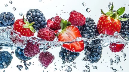 Mix berry in water splash