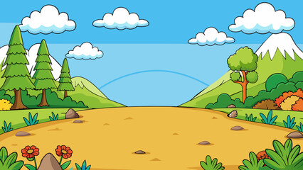 empty blank landscape nature scenes cartoon vector illustration