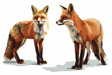 Playful Red Fox Vector Illustrations: Captivating Mammal Scenes