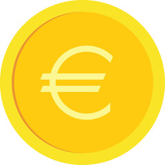 Gold coin with euro sign vector illustration. Transparent background