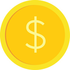 Gold coin with dollar sign vector illustration. Transparent background