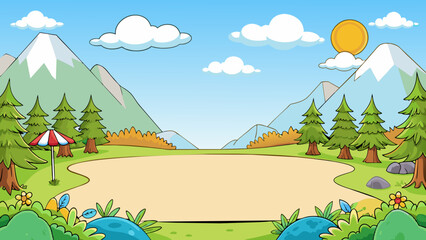 empty blank landscape nature scenes cartoon vector illustration