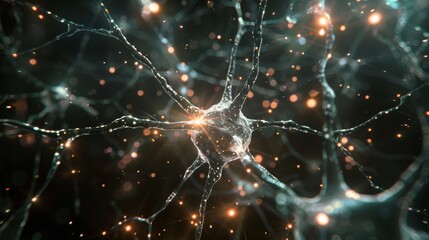 Fototapeta premium The image shows a bunch of neurons in the brain.