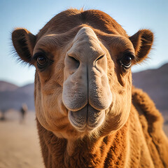 portrait of a camel close up frontal
