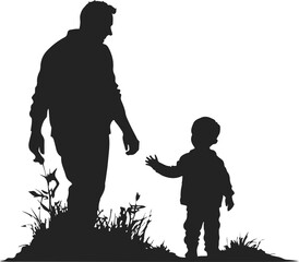Flat design father and son silhouette