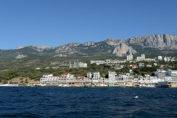 Fototapeta premium View from the sea in the area of Alupka. Crimea