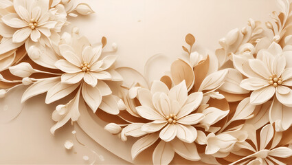 Abstract cream color background on simple floral design wallpaper