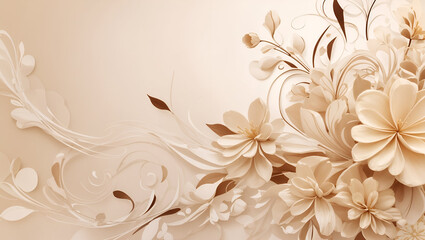 Abstract cream color background on simple floral design wallpaper