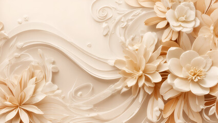 Abstract cream color background on simple floral design wallpaper