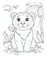 Animal coloring  book  page  for kids