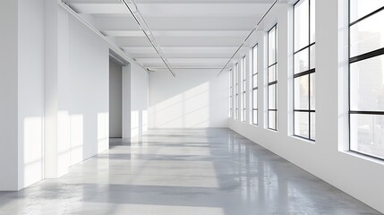 White empty room with windows