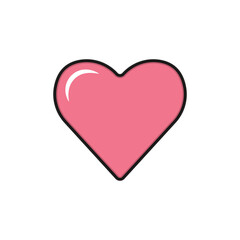 Modern icon of love and heart in pink with outline. with a white background. website icons and digital assets.