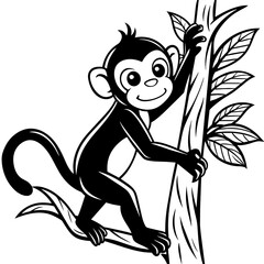 adorable-monkey--side-view--climb-the-tree--whole
