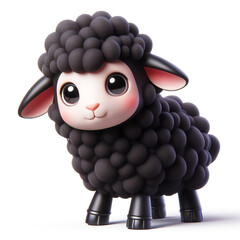 3D funny sheep cartoon on white background