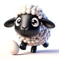 3D funny sheep cartoon on white background