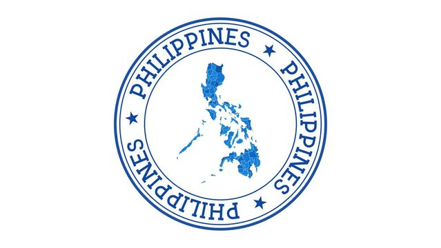 Philippines intro. Badge with the circular name and map of country. Philippines round logo animation.