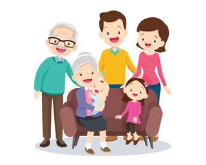 Big happy multi-generational family siblings relatives portrait