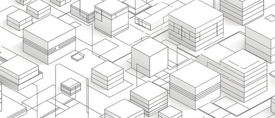 Line art of isometric blocks on a white background