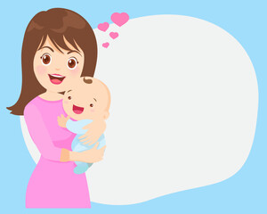 Beautiful woman holds a baby in her arms