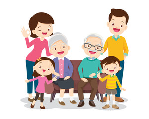 Big happy multi-generational family siblings relatives portrait